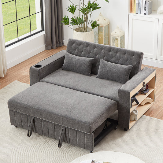 Pull-out Sofa Bed Convertible Couch Loveseat Sofa Modern Sleeper Sofa, Grey