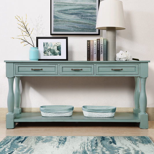The ModuHaus 63" Solid Wood Console Table (Retro Blue)