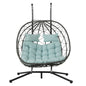 2 Persons Egg Chair with Stand Indoor Outdoor Swing Chair Patio