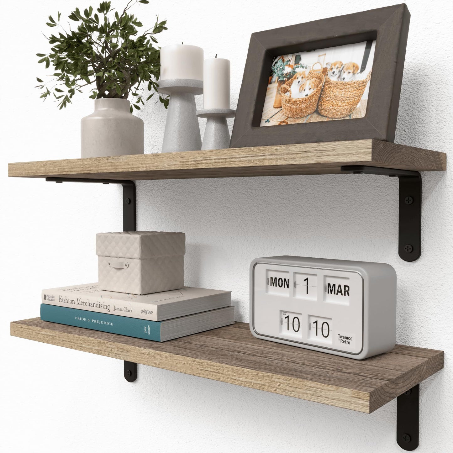 The ModuHaus Rustic Floating Shelf Set (Brown, Set of 2)