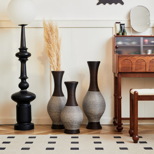 Desktop Vase, Brown Decorative Floor Vase, Classic and Neat Floor Vase, Flower Stand Set of 3 pieces