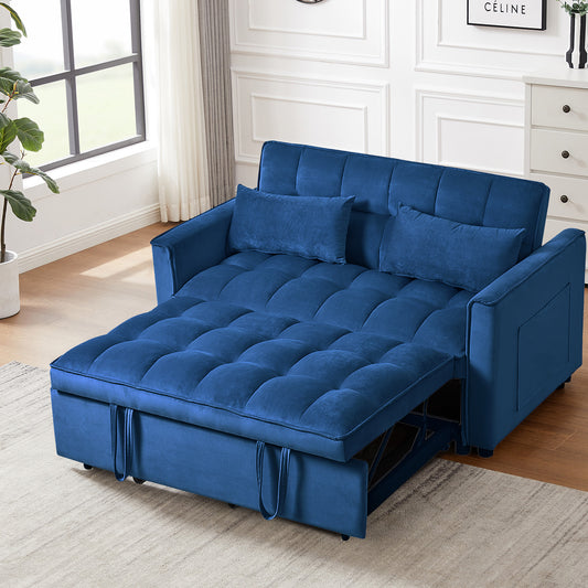 3 in 1 Convertible Sleeper Sofa Bed, Modern Pull Out Couch Bed, Blue