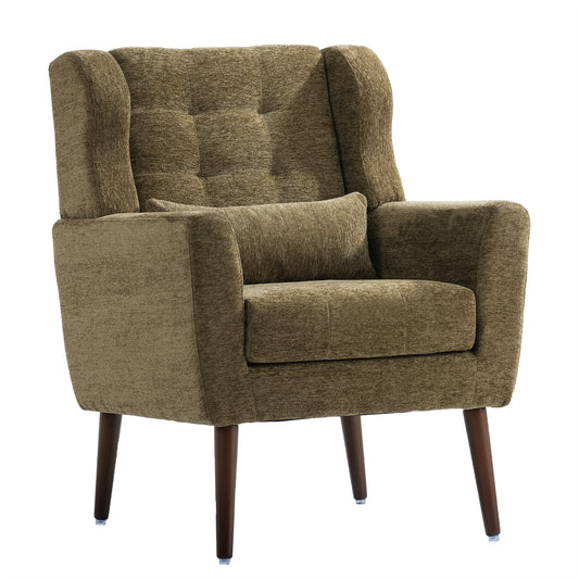 Modern Accent Chair, Chenille Arm Chairs for Living Room, Olive Green