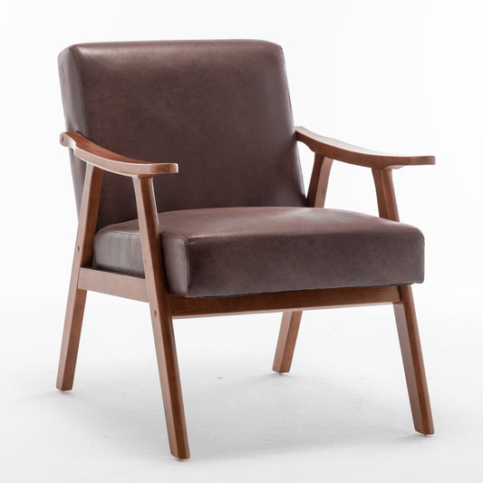 Mid-Century Modern Wingback Accent Chair with Solid Wood Frame and Extra-Thick Backrest – Lounge Chair for Living Room, Bedroom, or Reading Room
