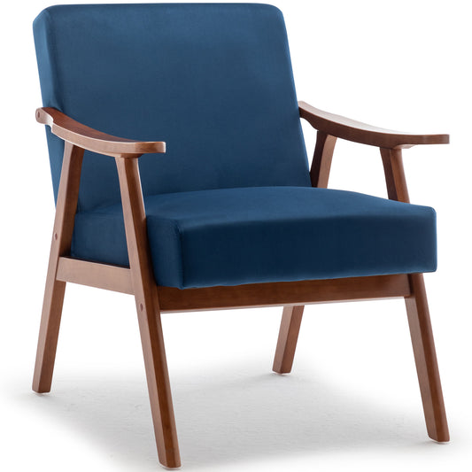 Mid-Century Modern Wingback Accent Chair with Solid Wood Frame and Extra-Thick Backrest – Lounge Chair for Living Room, Bedroom, or Reading Room
