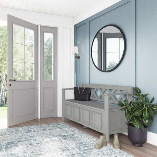 Amherst Solid Wood Entryway Storage Bench (Fog Grey)