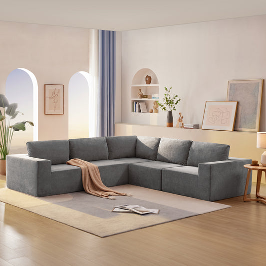 Modular L Shaped Sectional Sofa, Luxury Floor Couch Set, Upholstered Indoor Furniture