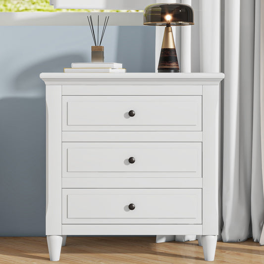 The ModuHaus Three Drawer Nightstand (White)