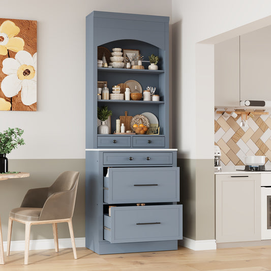 TOPMAX Modern 83.7inch High Kitchen Pantry, Gray