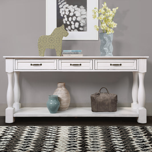 The ModuHaus 63" Solid Wood Console Table (Antique White)