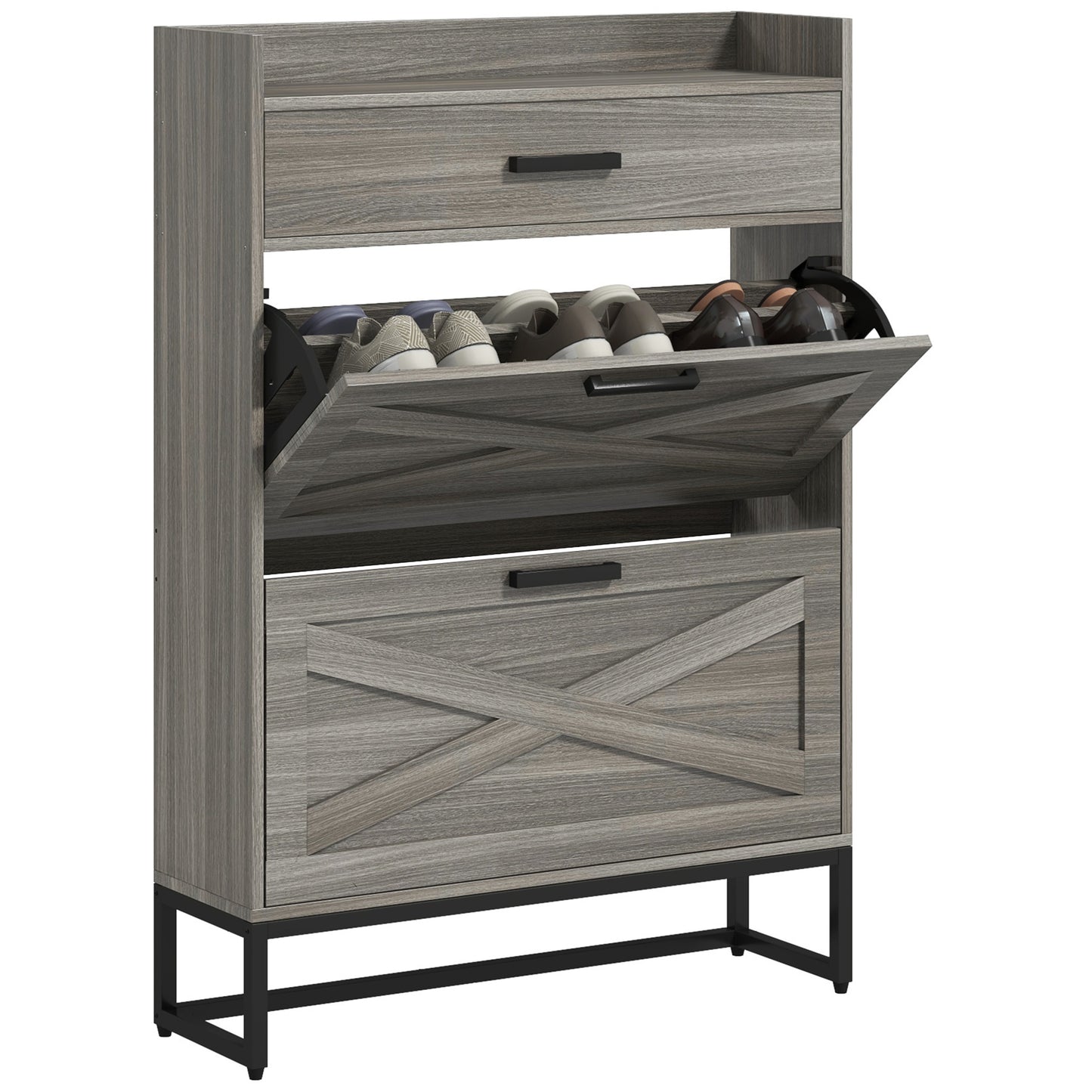 The ModuHaus Slim Shoe Cabinet (Distressed Gray)