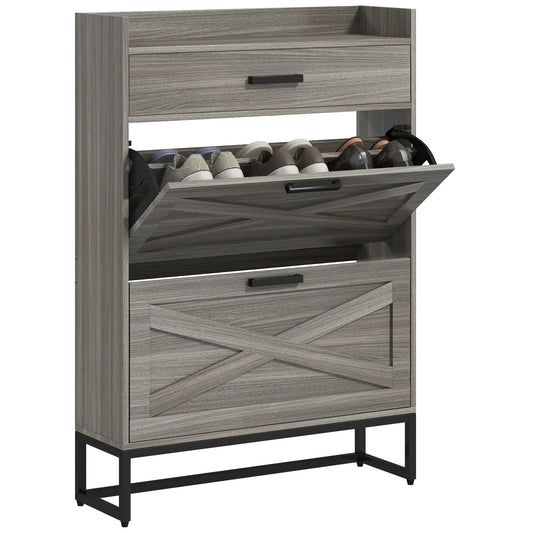 The ModuHaus Slim Shoe Cabinet (Distressed Gray)