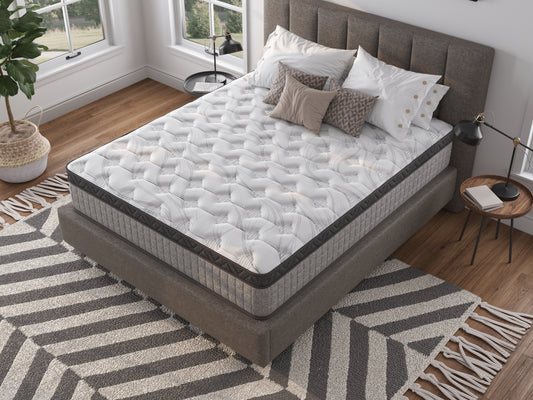 Assembled in USA - 10' Full Diamond Innerspring Hybrid and Cooling Gel Memory Foam Mattress, Pressure Relief, and Motion Isolation, CertiPUR-US and Oeko TEX Certified