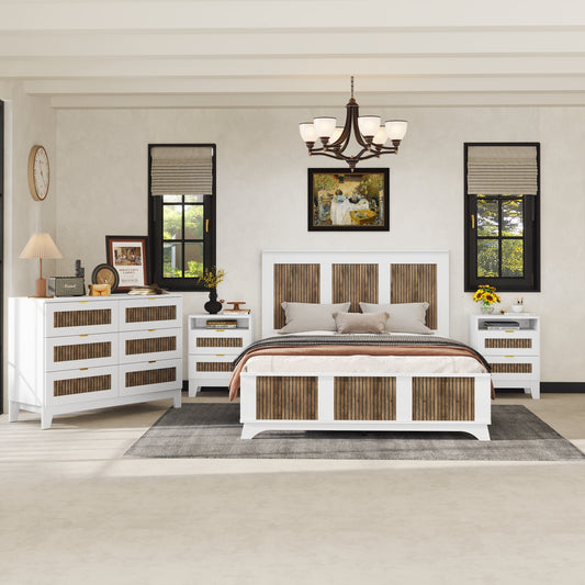 4-Pieces Bedroom Sets, Queen Size, White