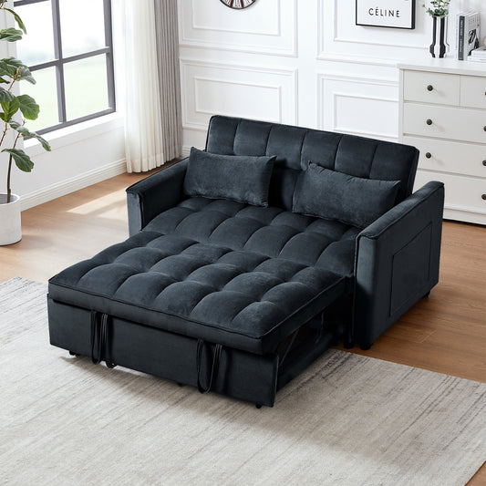 3 in 1 Convertible Sleeper Sofa Bed, Modern Pull Out Couch Bed, Black