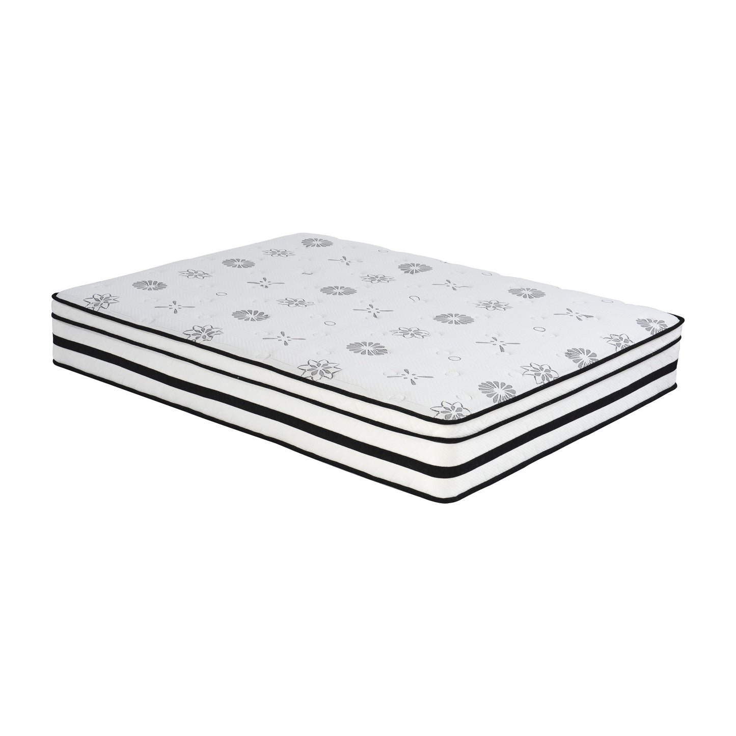 12-inch Queen Mattress Highly Breathable Quilted Cover Hybrid Mattress, White
