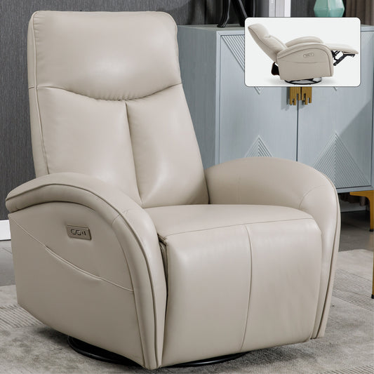 Leatheraire Swivel and Rocker Power Recliner Chair with Lumbar Support, Max Swivel Degree 270°, Heavy Duty Motion Mechanism with USB and Type-C Ports