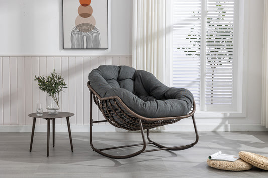 Outdoor Rattan Rocking Chair, Grey