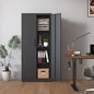 71'H Metal Garage Storage Cabinet, Black Tool Steel Locking Cabinet with Doors and 3 Shelves, Black
